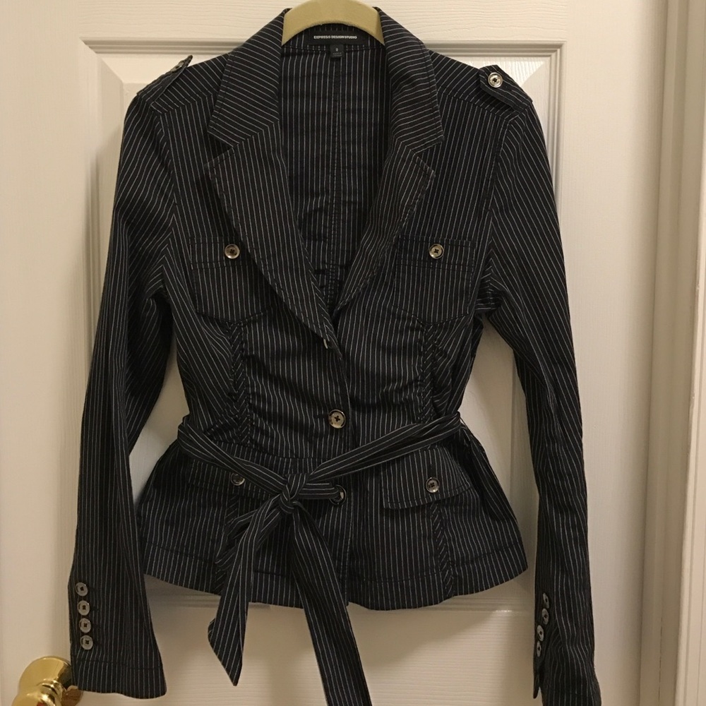 Express striped button down career top jacket sz 8